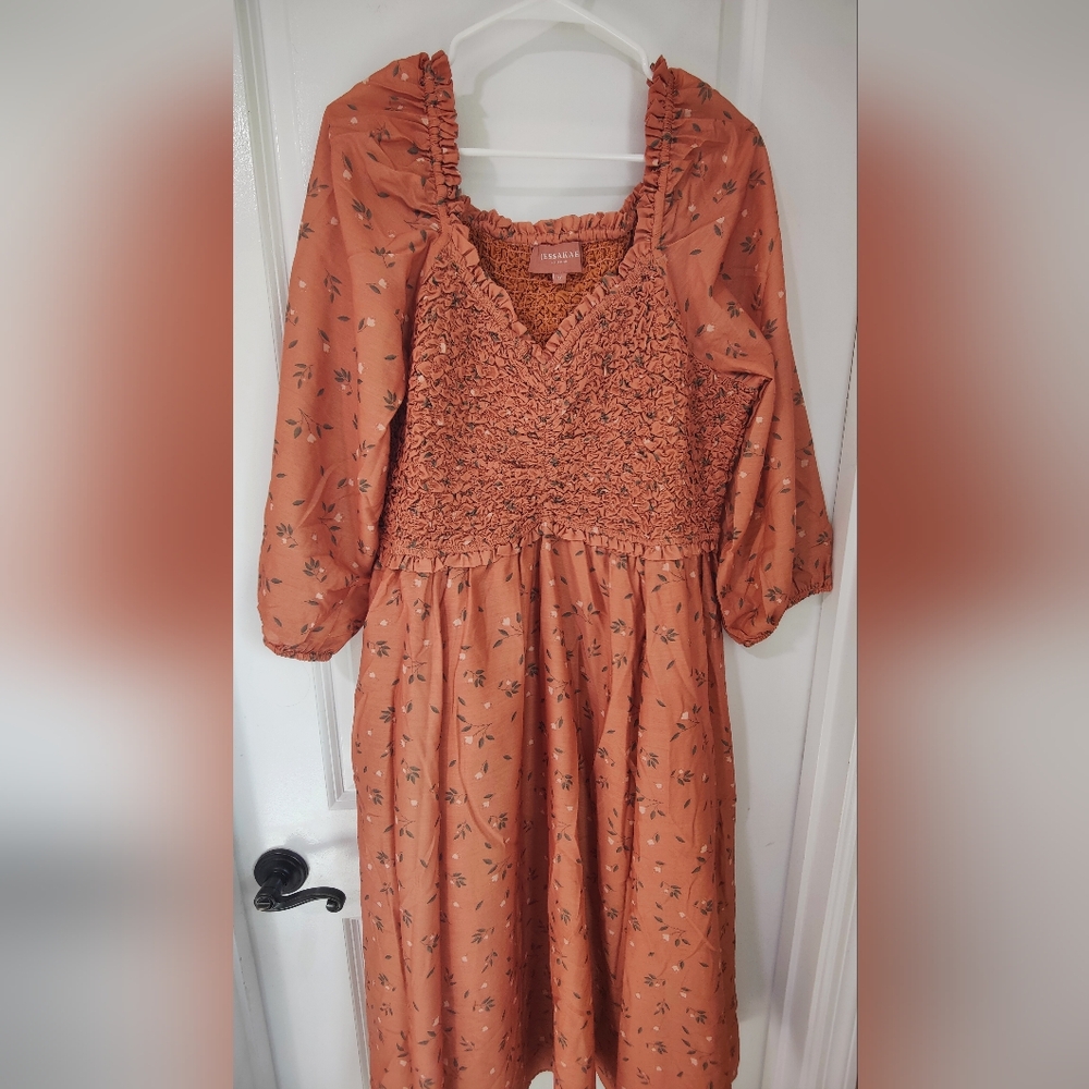 JessaKae plus size  "Love Spell Dress" in terracotta, size 1x